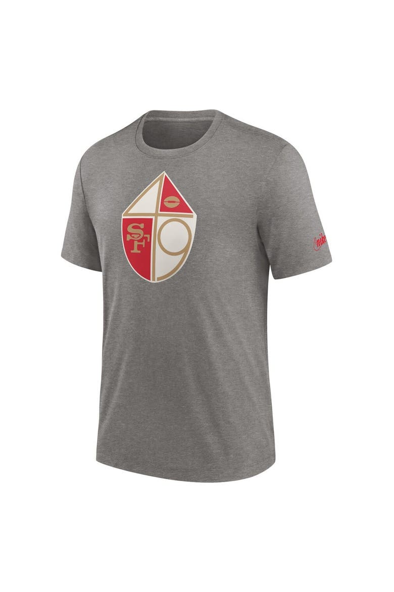 Men's Nike Heather Charcoal San Francisco 49ers Rewind Logo Tri-Blend T-Shirt, Alternate, color, Heather Charcoal