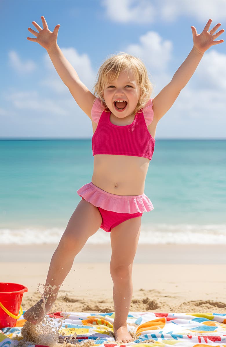 Limeapple Toddler Crinkle Ruffle Bikini, Alternate, color, Pink