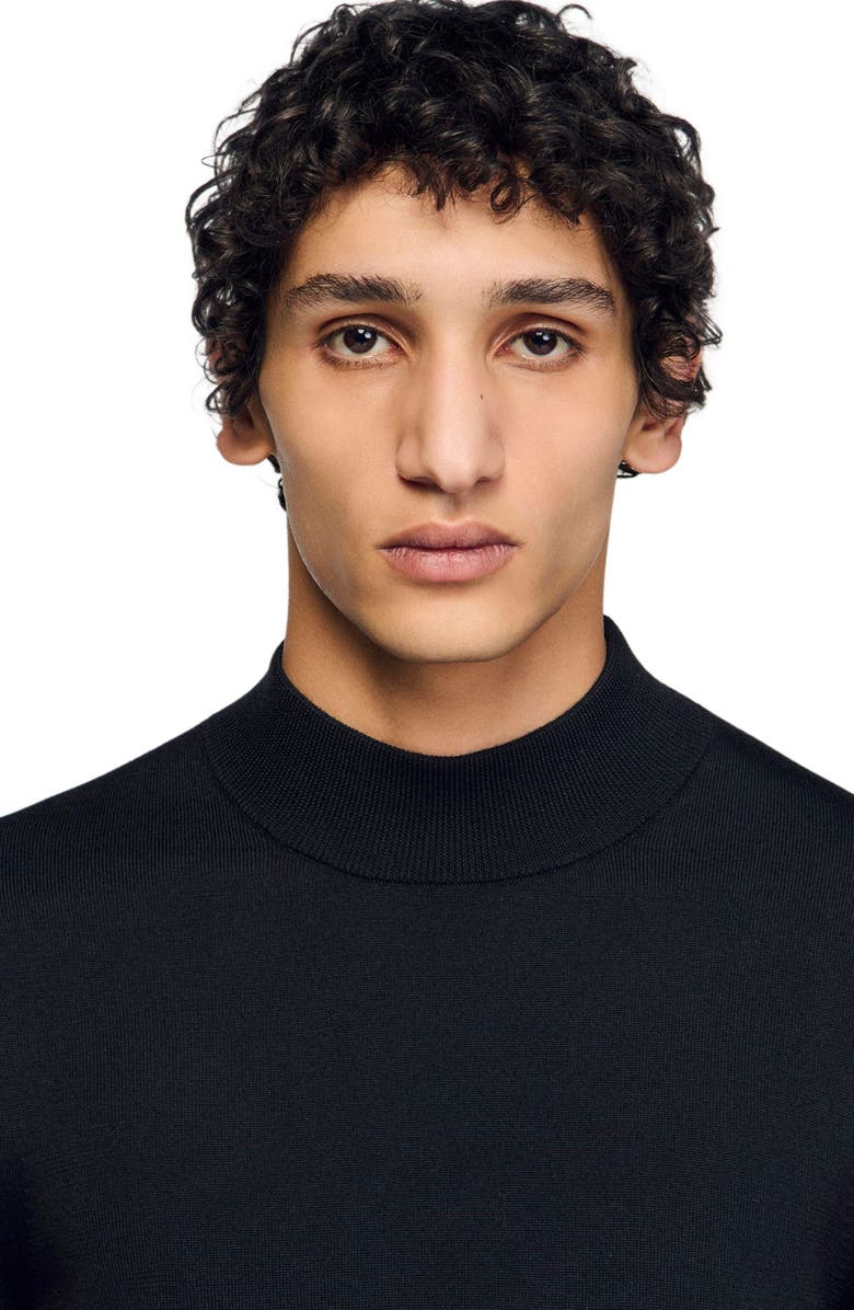 SANDRO Wool sweater with high neck, Alternate, color, Black
