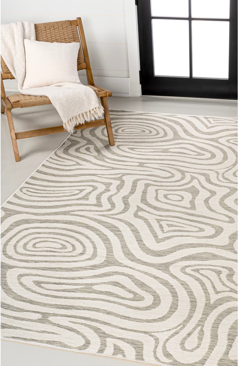 JONATHAN Y Eryx Modern Bohemian Abstract Organic Reversible Machine-Washable Indoor/Outdoor Area Rug, Alternate, color, Gray/Cream