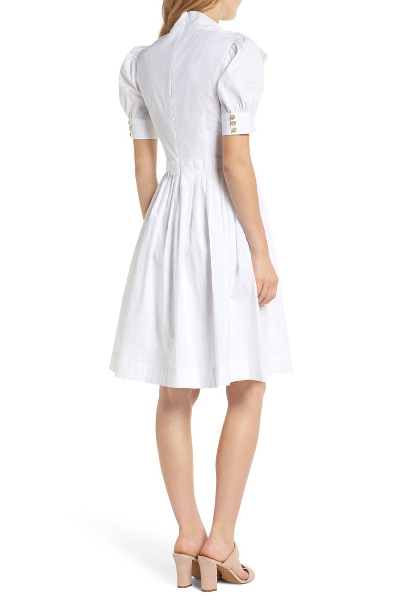 Hanna Puff Sleeve Cotton Poplin Dress, Alternate, color, WHITE