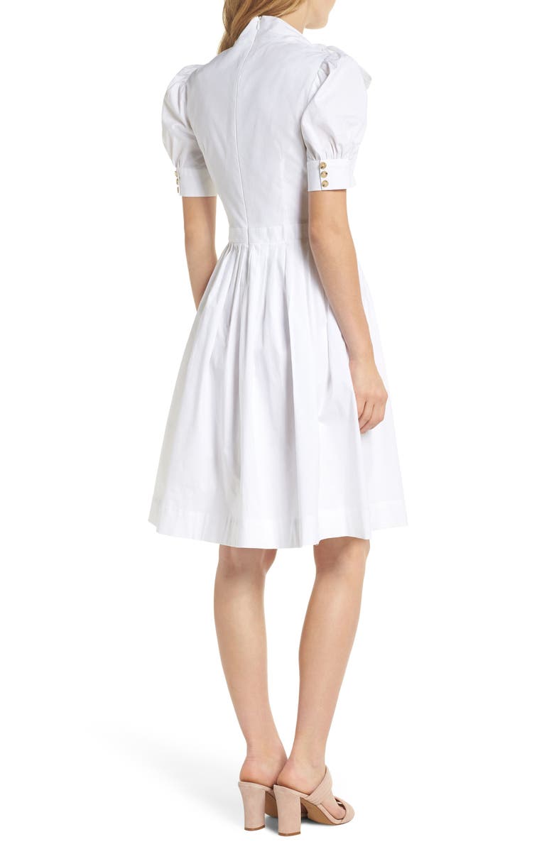 Gal Meets Glam Collection Hanna Puff Sleeve Cotton Poplin Dress, Alternate, color, 