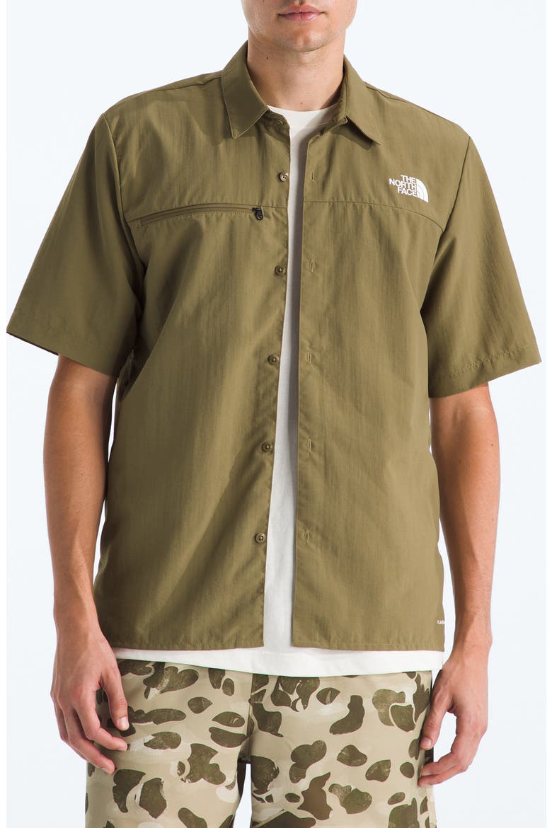 Packable Short-Sleeve Button-Up Shirt, Main, color, CEDAR