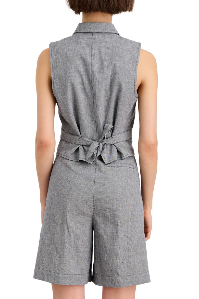 Mathilde Mini Houndstooth Check Cotton & Linen Vest, Alternate, color, BLACK/ WHITE
