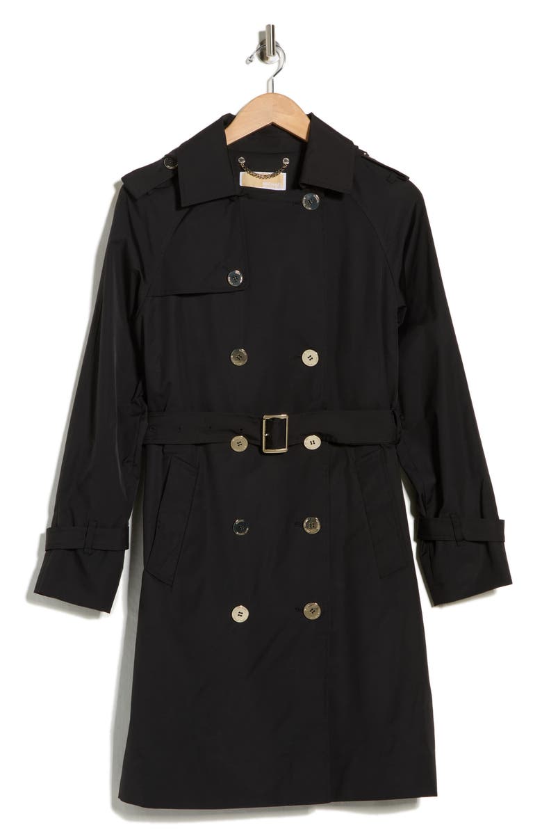 Michael Kors Belted Trench Coat, Alternate, color, Black