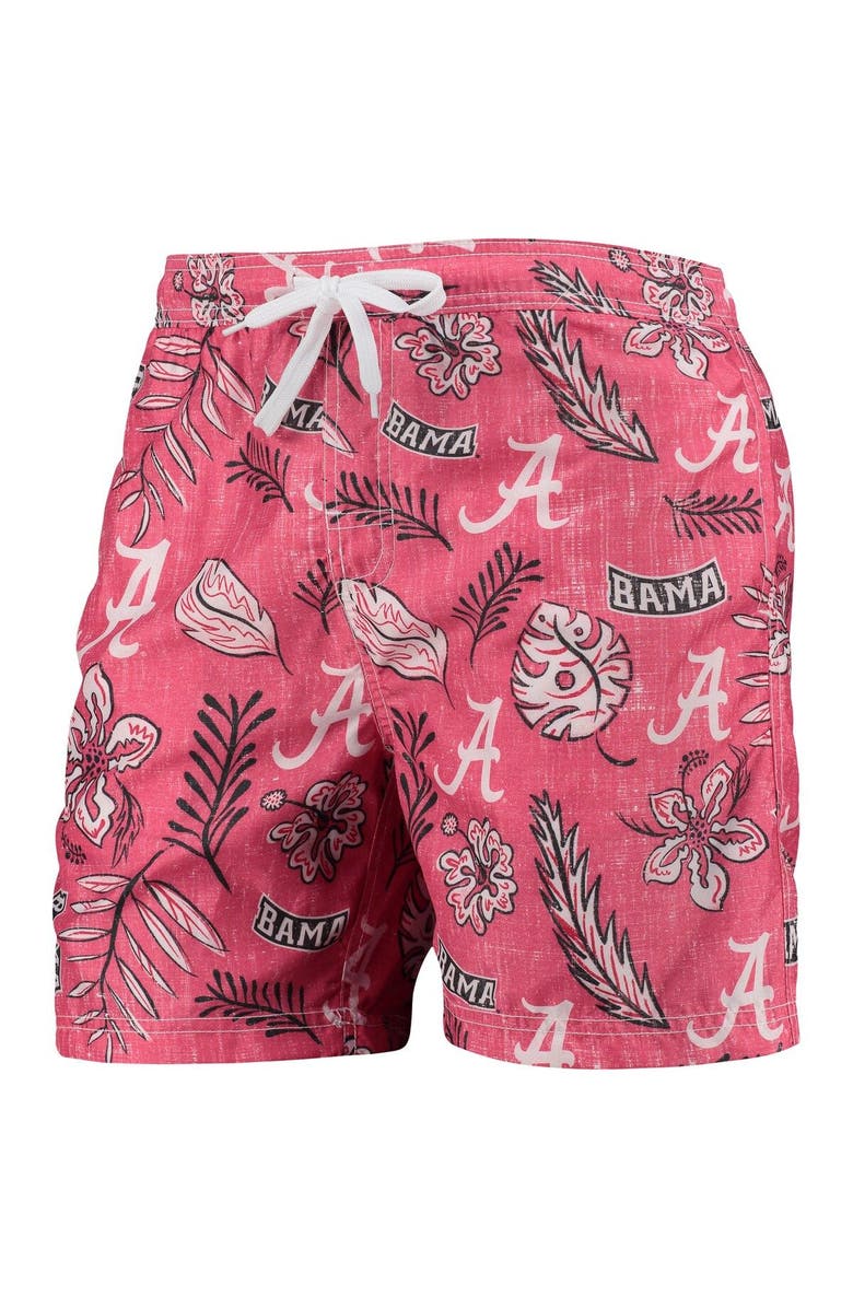 Wes & Willy Men's Wes & Willy Crimson Alabama Crimson Tide Vintage Floral Swim Trunks, Alternate, color, 