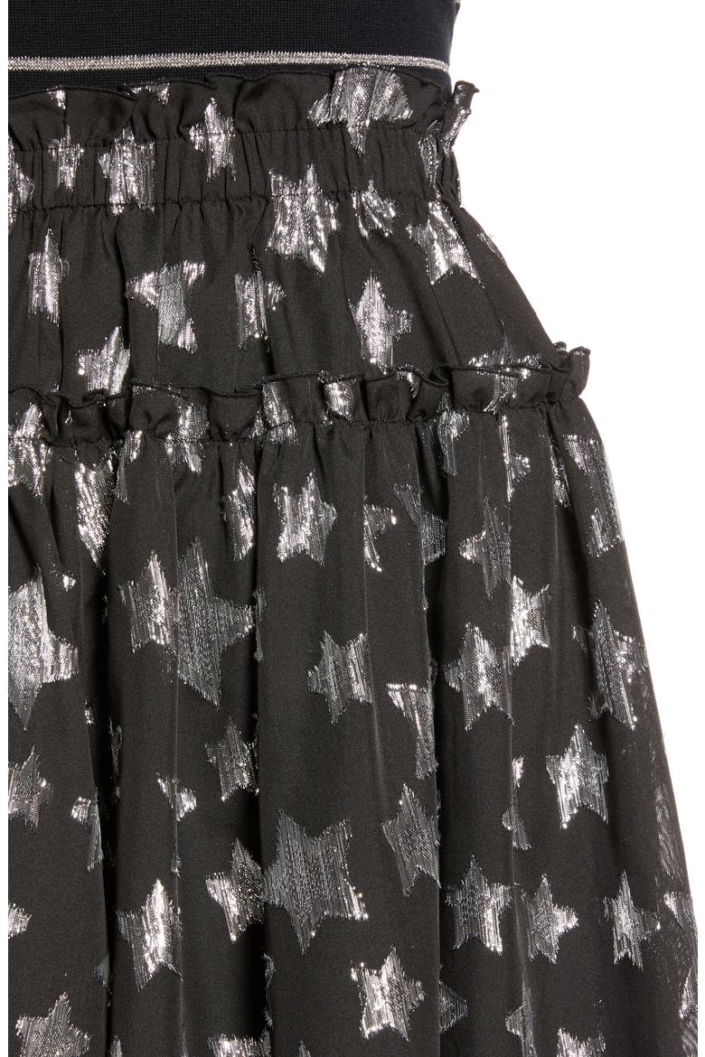x Atlantic-Pacific Star Chiffon Midi Skirt (Nordstrom Exclusive), Alternate, color, BLACK- SILVER STARLIGHT PTN