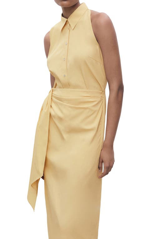 Mango Side Tie Sleeveless Maxi Shirtdress In Nude