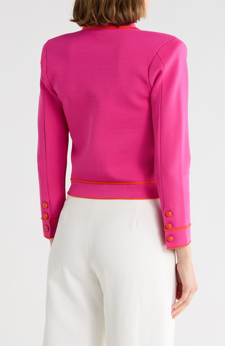 L'AGENCE Neon Trim Cropped Cardigan, Alternate, color, Pink/ Orange