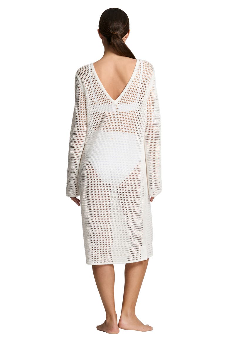 Open Stitch Long Sleeve Cover-Up Beck Dress, Alternate, color, WHITE