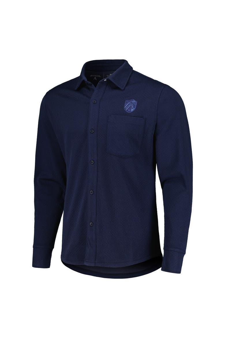 Men's Antigua Navy St. Louis City SC Streamer Diamond Button-Up Shacket, Alternate, color, Navy