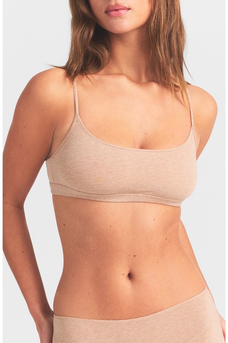 Everyday Cotton Scoop Bralette, Main, color, CLAY HEATHER