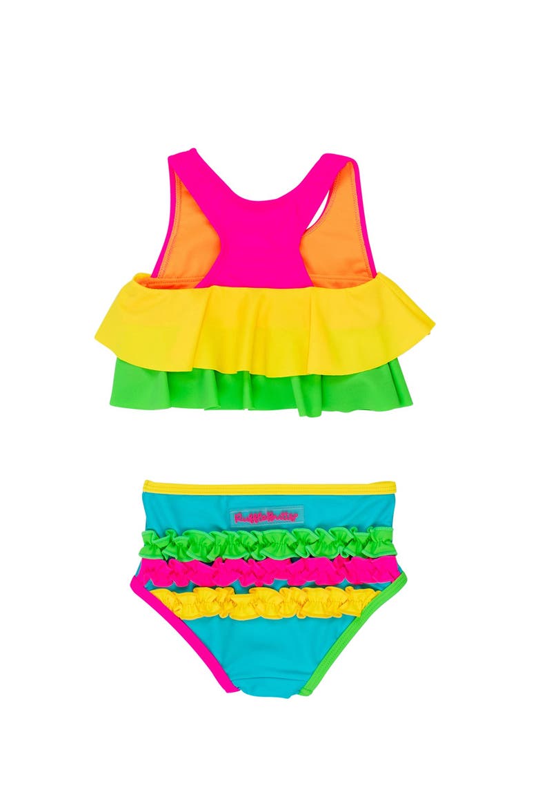 Girls Flounce Bikini, Alternate, color, Neon Color Block