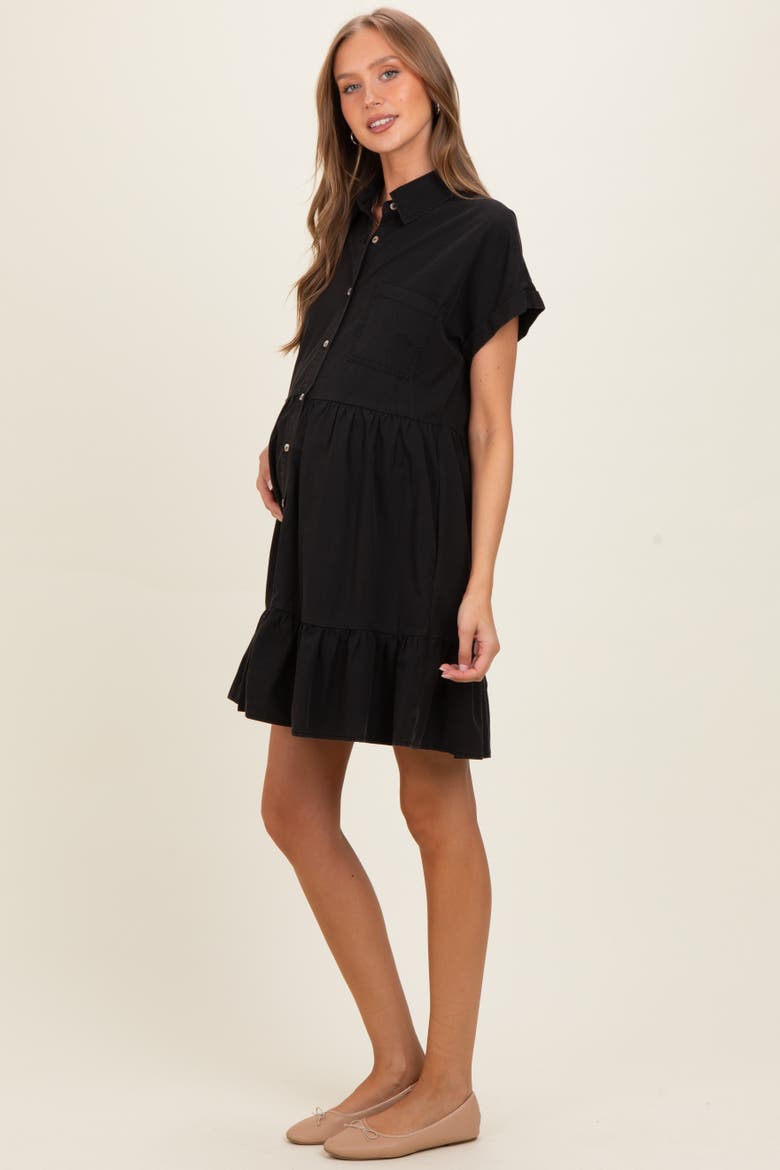 Button Down Mini Dress, Alternate, color, Black