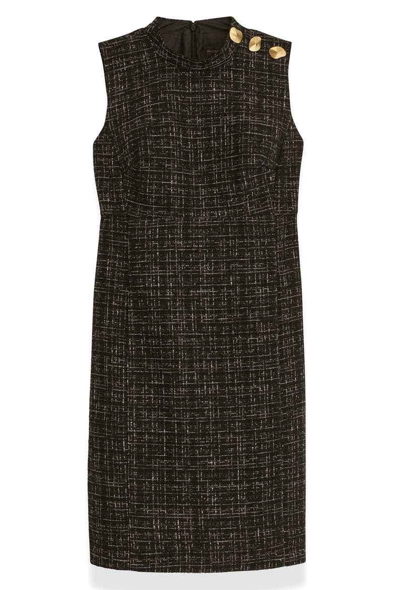 Tweed Sleeveless Sheath Dress, Alternate, color, BLACK/ CREAM