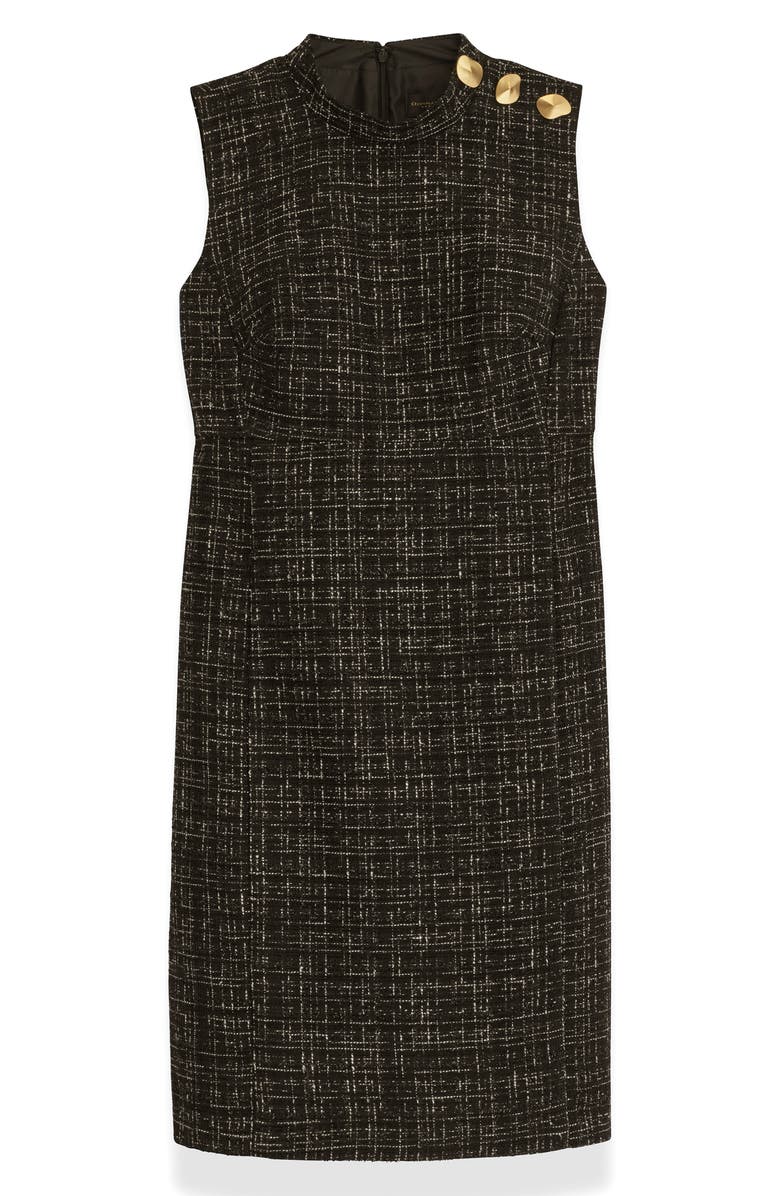 Donna Karan New York Tweed Sleeveless Sheath Dress, Alternate, color, Black/ Cream