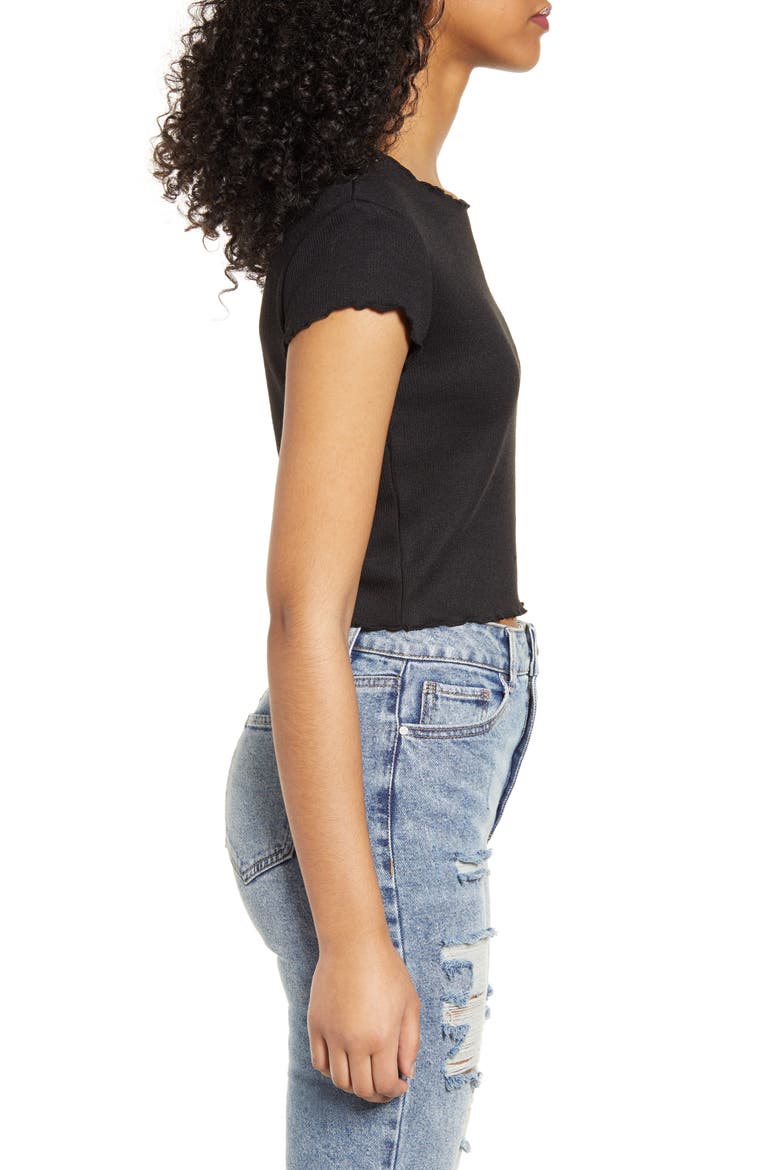 Kitty Lettuce Edge Crop Top, Alternate, color, BLACK