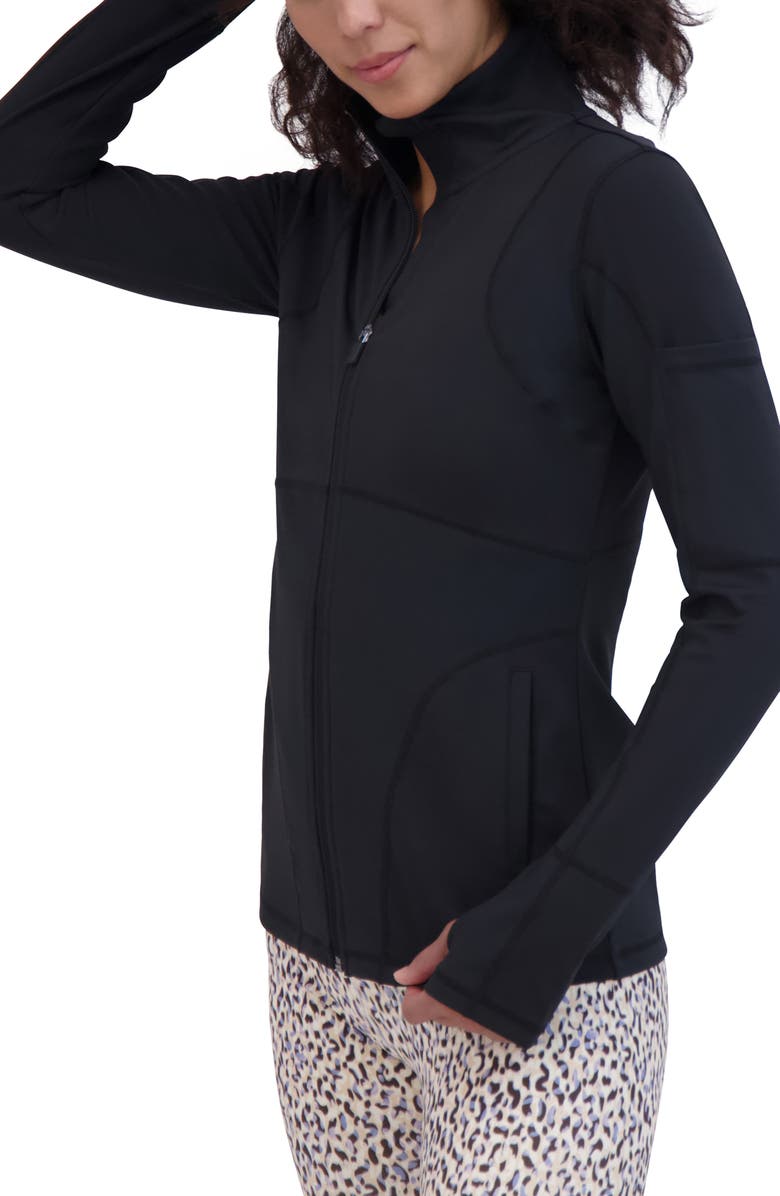 SAGE COLLECTIVE Ribbed Performance Running Jacket, Alternate, color, Black