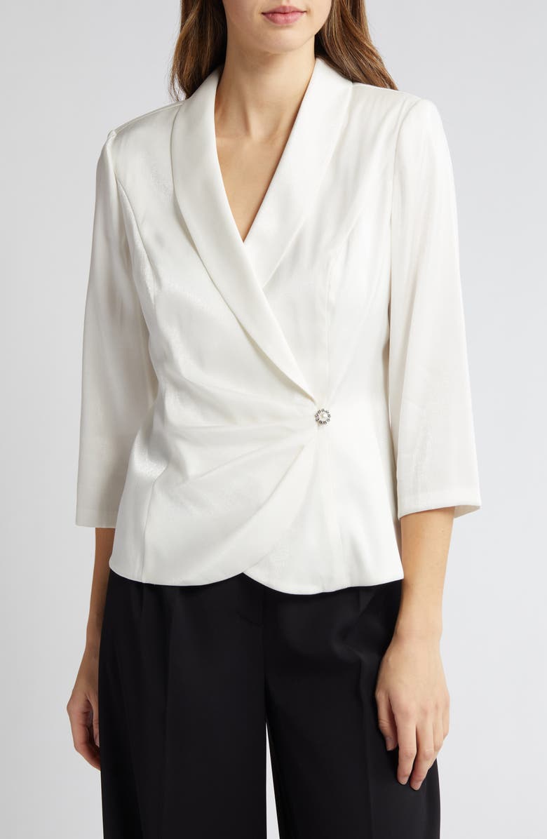 Alex Evenings Shawl Collar Wrap Top, Main, color, 