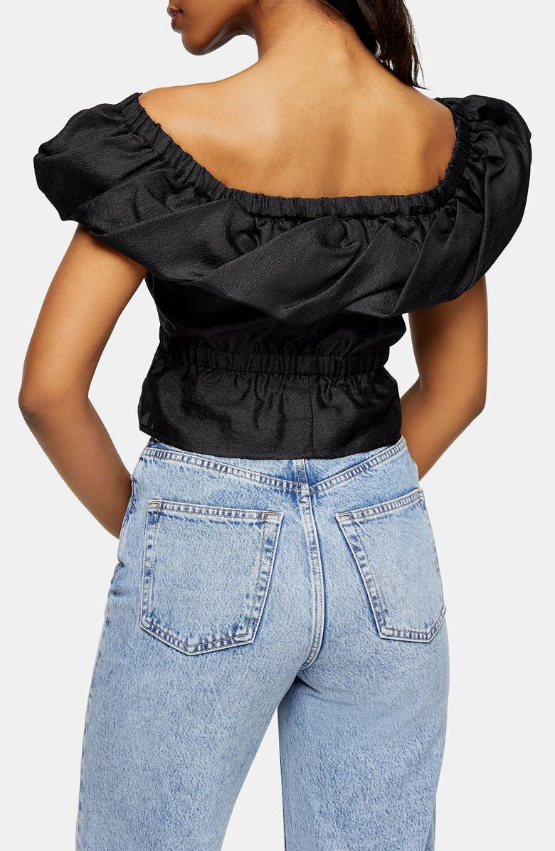 Topshop Textured Bardot Blouse, Alternate, color, 