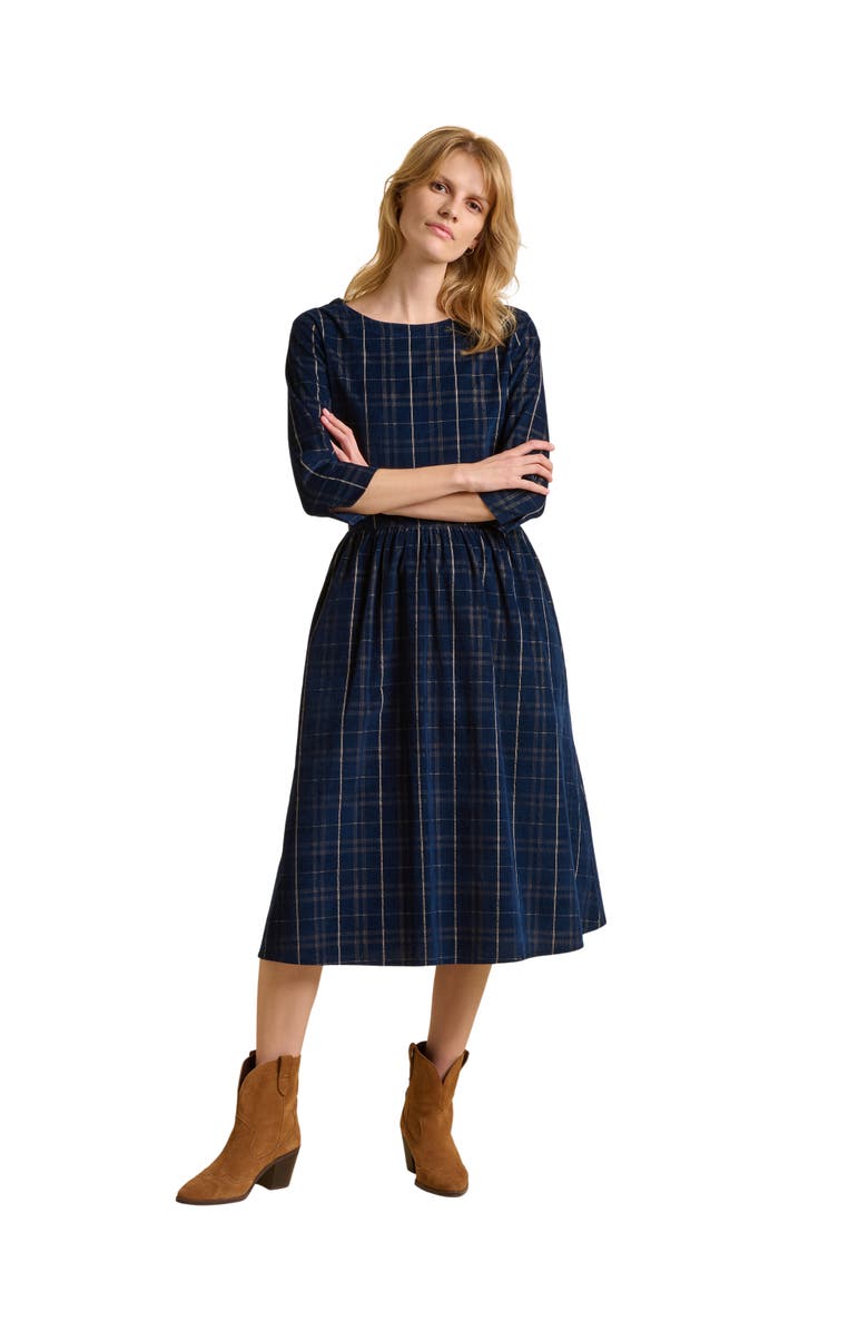 Brakeburn Lilliput 3/4 Sleeve Boat Neck Midi Dress, Main, color, Blue