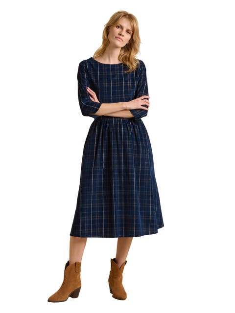 Lilliput 3/4 Sleeve Boat Neck Midi Dress