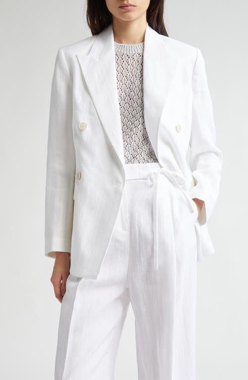 Eleventy Double Breasted Linen Blazer In White