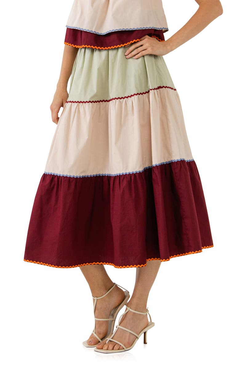 English Factory Colorblock Midi Skirt, Alternate, color, Multi