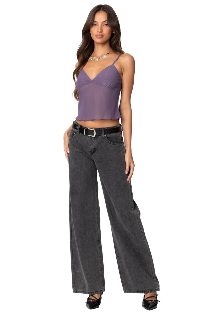 EDIKTED Serafina Sheer Mesh Camisole, Alternate, color, Purple