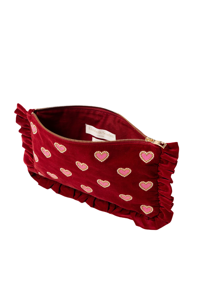Elizabeth Scarlett Love Hearts Frill Pouch, Alternate, color, Rouge