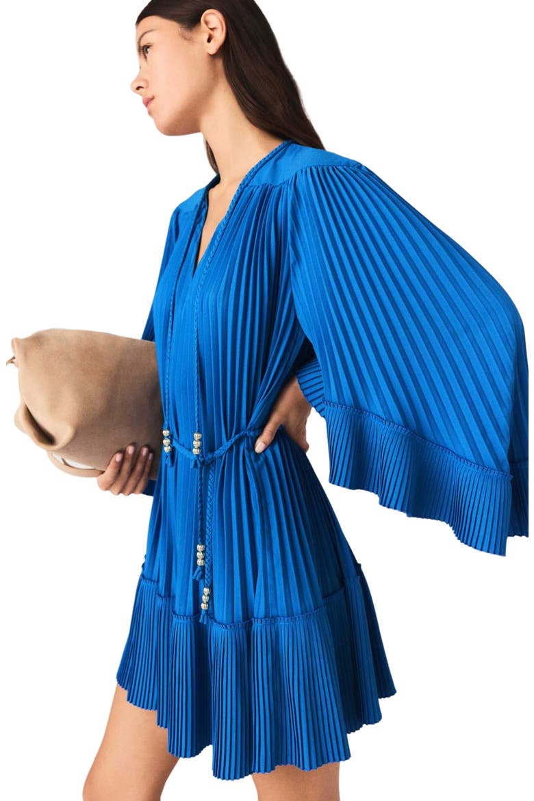 Short pleated dress, Alternate, color, Blue