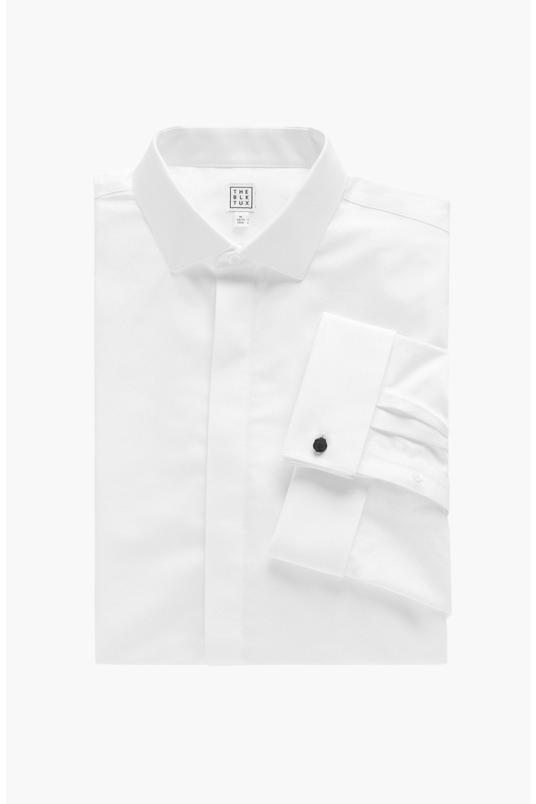 Slim Cotton Fly-Front Dress Shirt, Alternate, color, White