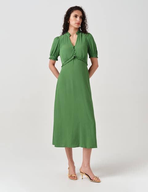 Jolene V-neck Crepe Midi Dress