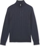 Reiss Findlay Wide Rib Merino Wool Quarter Zip Sweater