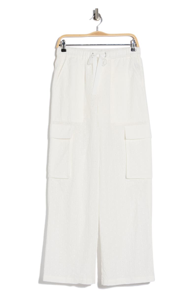 Sanctuary Free Trim Eyelet Cargo Pants, Main, color, Bleached White