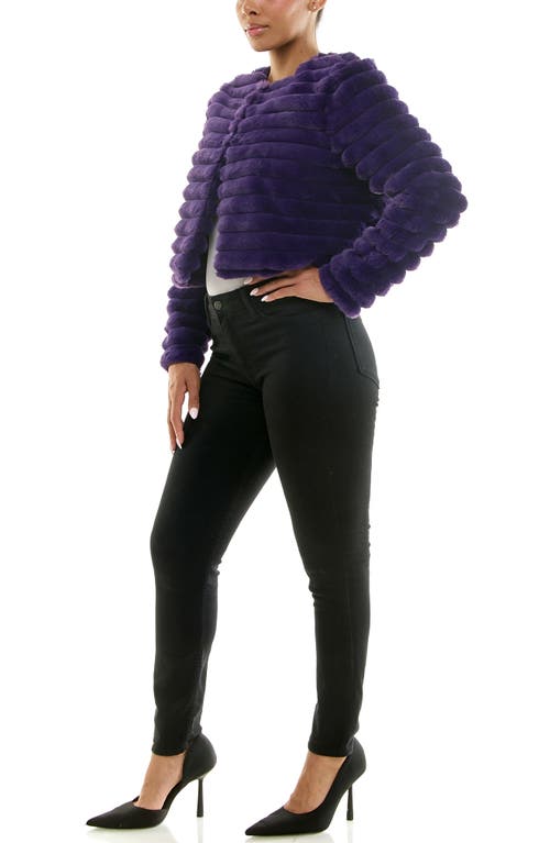 Nina Leonard Faux Fur Long Sleeve Bolero In Purple