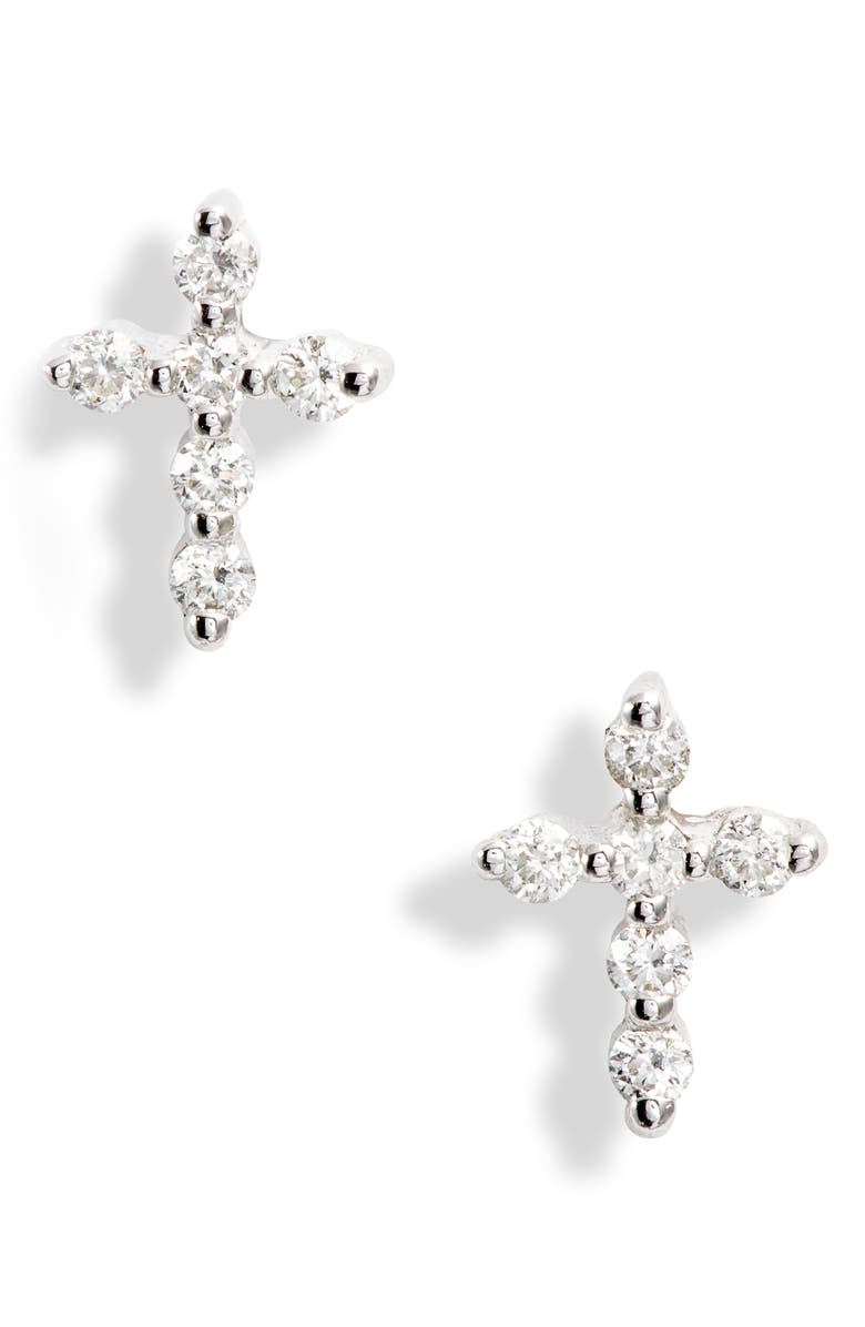 Bony Levy Diamond Cross Stud Earrings, Main, color,