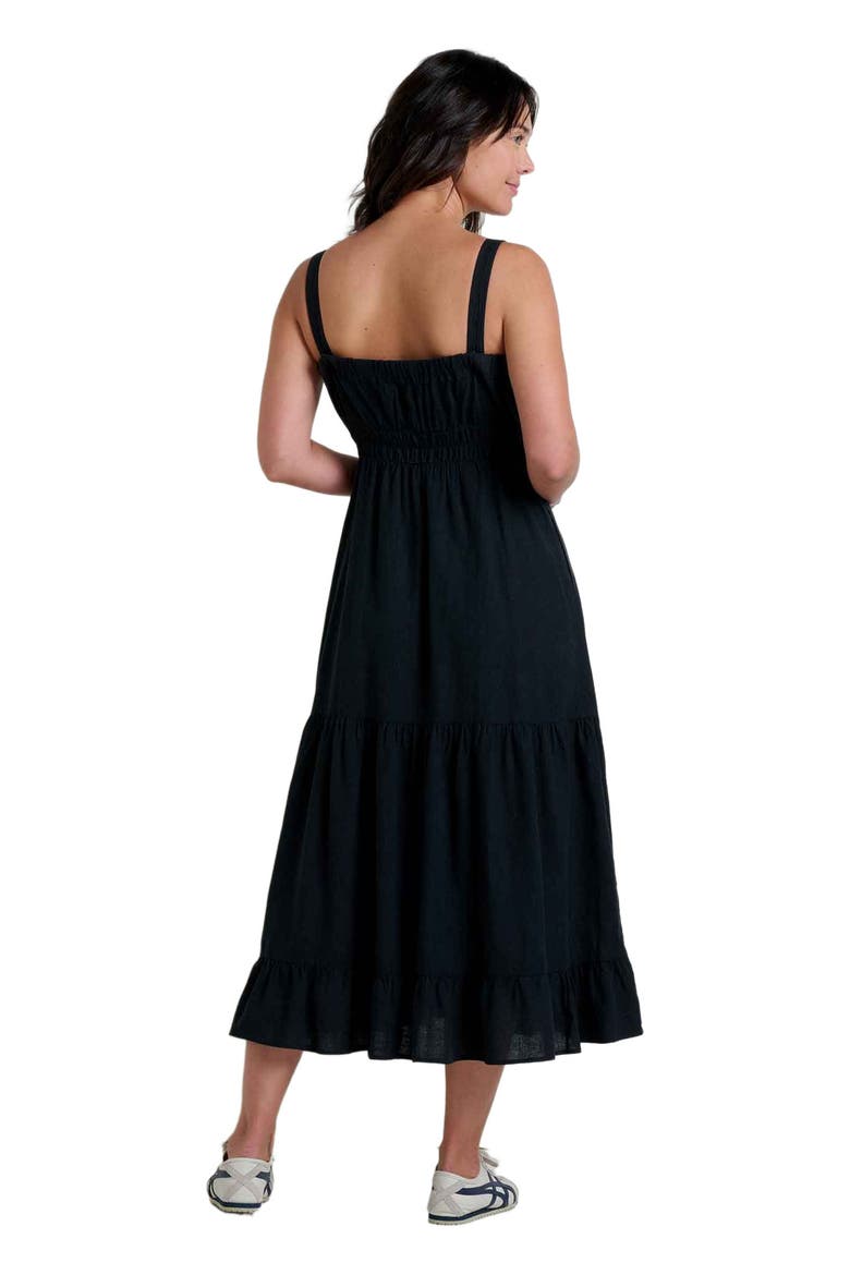 Taj Hemp Tiered Midi Sleeveless Dress, Alternate, color, Black