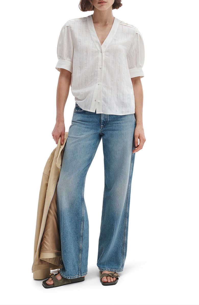 rag & bone Taylor Short Sleeve Woven Shirt, Alternate, color, Ivory