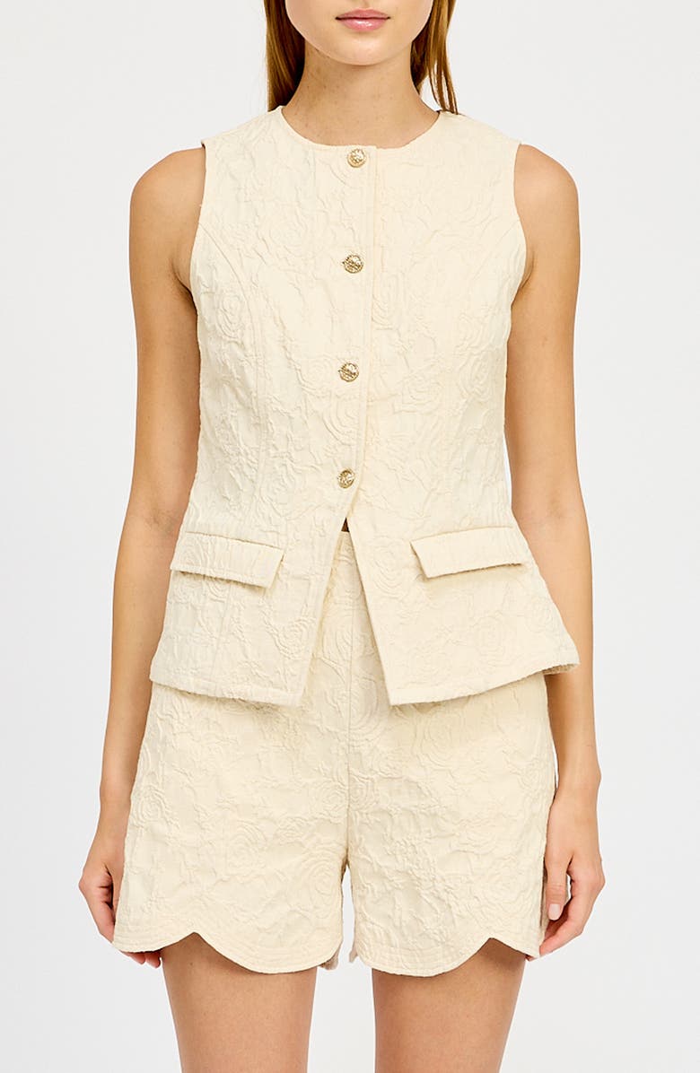 En Saison Alice Textured Cotton Button-Up Vest, Main, color, 