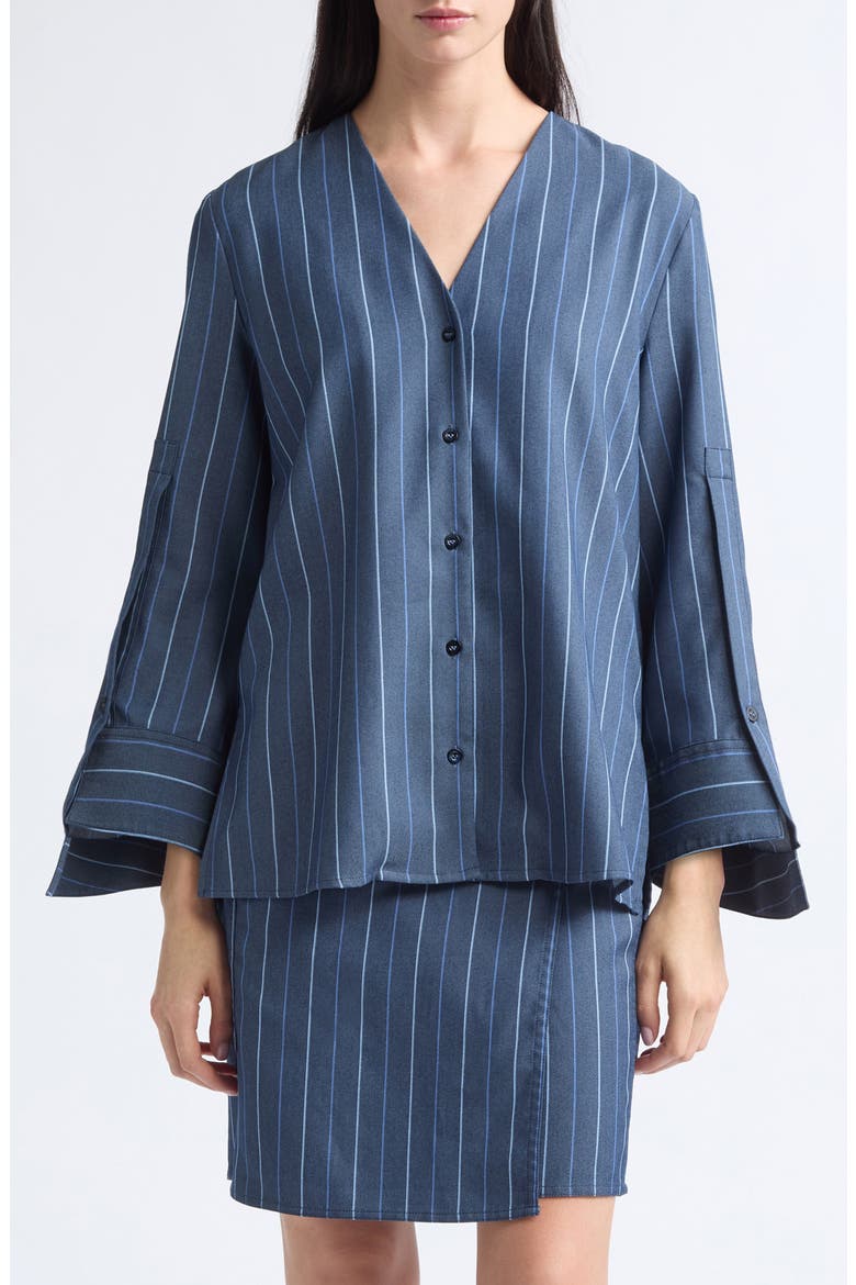Striped V-Neck Top, Main, color, STRIPED BLUE