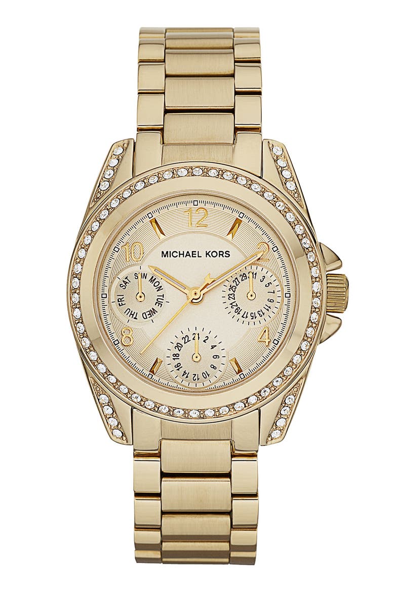 Michael Kors 'Mini Blair' Multifunction Watch, 33mm, Main, color, GOLD
