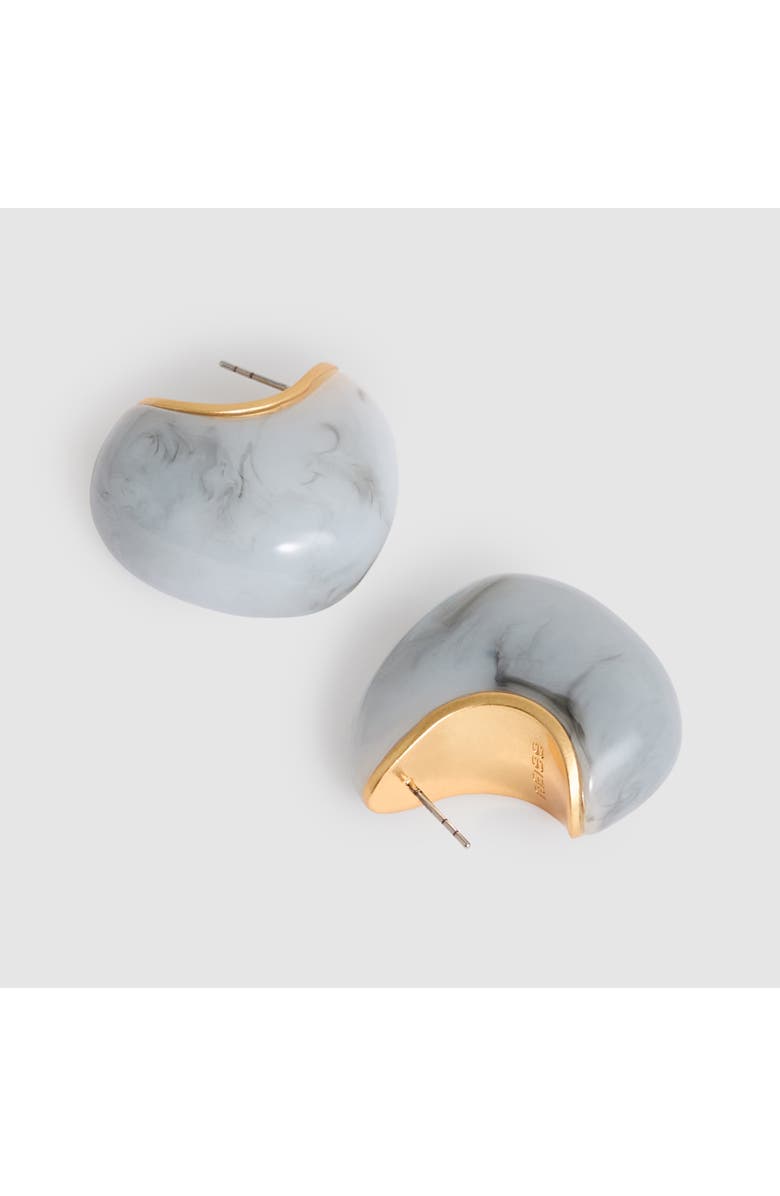 Reiss Carlotta Curve Marble Scoop Earrings, Alternate, color, Gold Tone/ Grey Marble