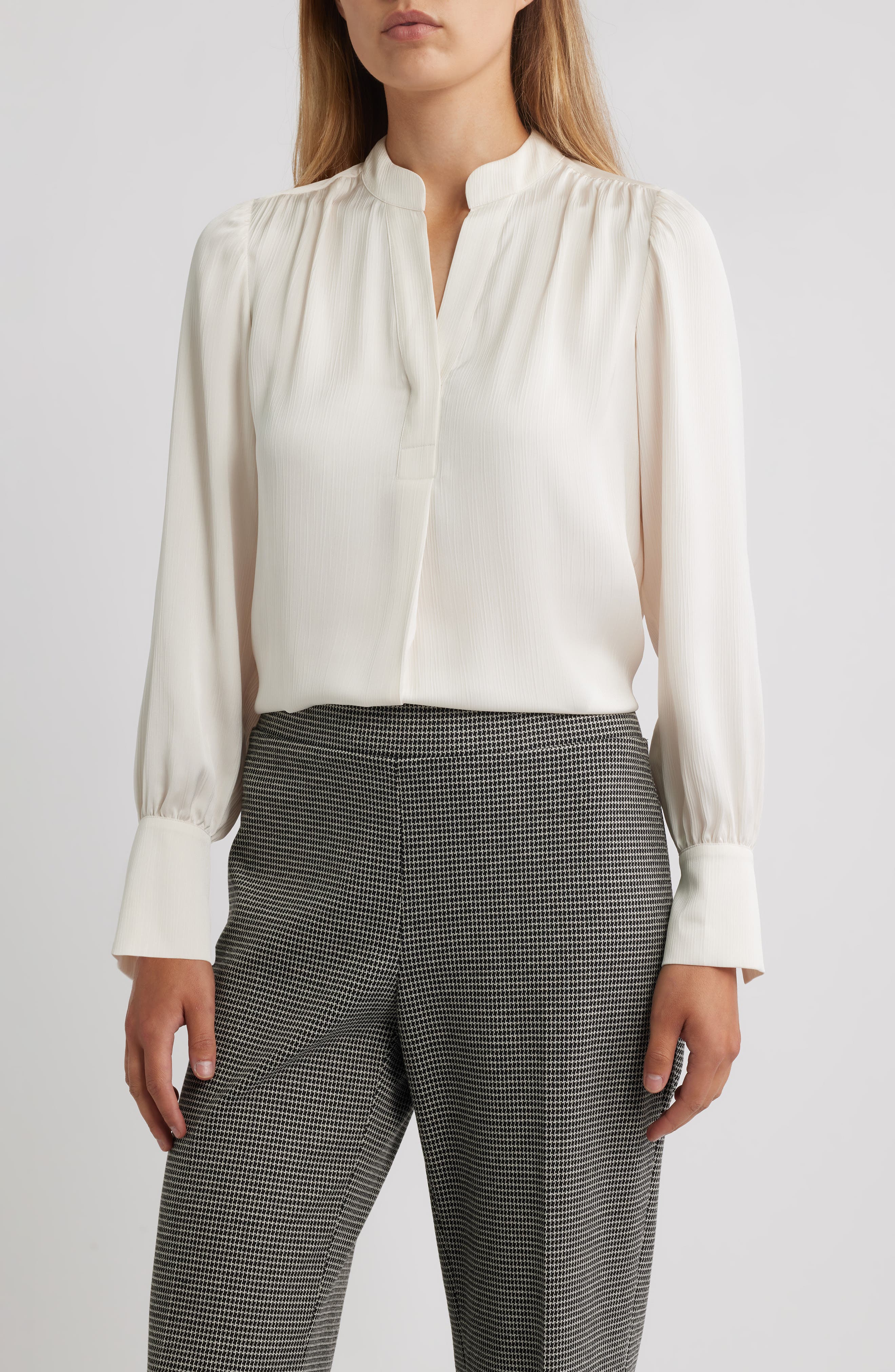 Textured Crepe Long Sleeve Top - image 3