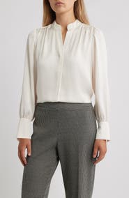 Anne Klein Textured Crepe Long Sleeve Top