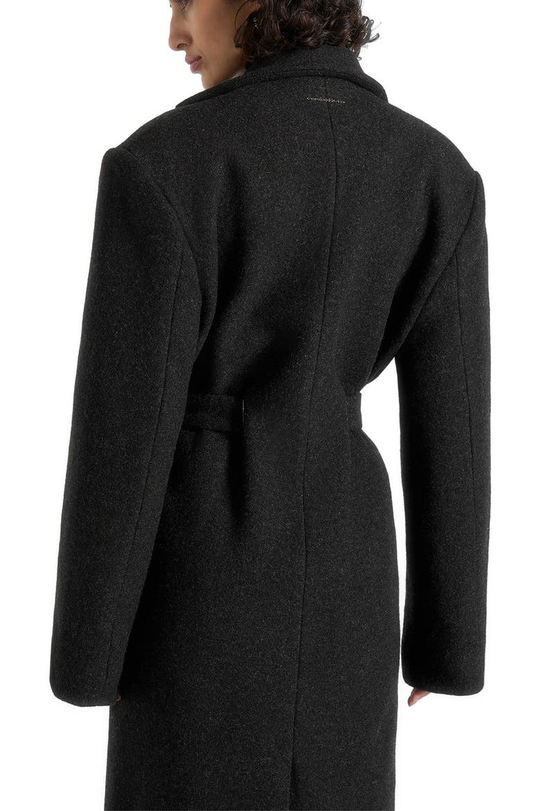 Jena Wide Shoulder Wool Coat with Cinch Belt, Alternate, color, Black