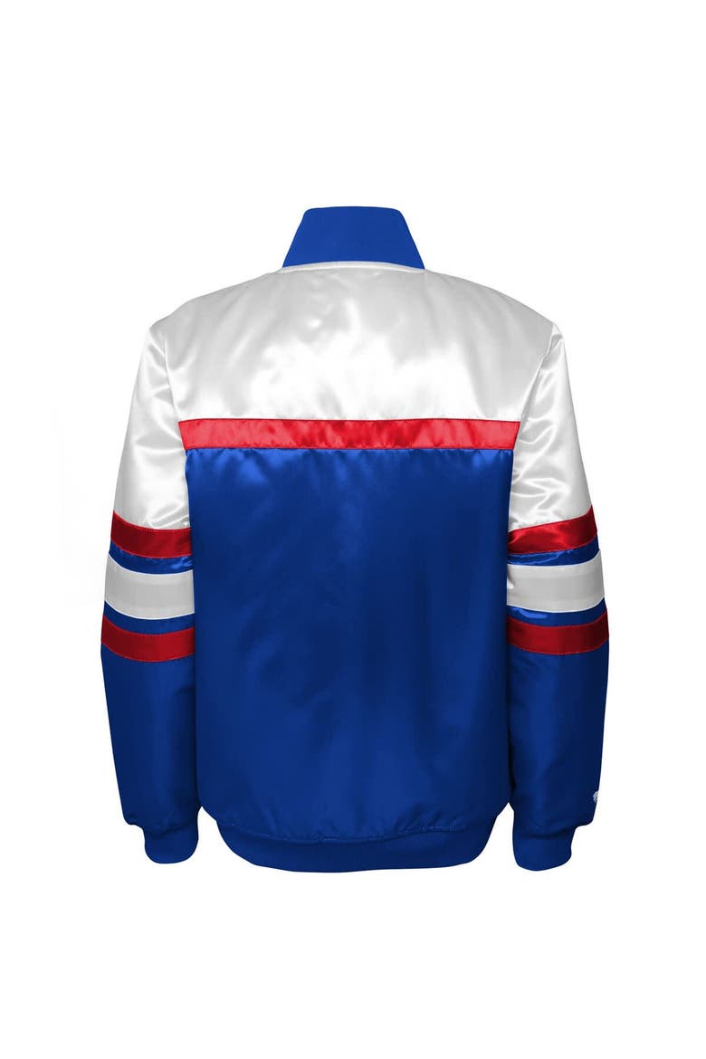 Youth Mitchell & Ness Blue New York Rangers Satin Raglan Full-Snap Jacket, Alternate, color, Blue