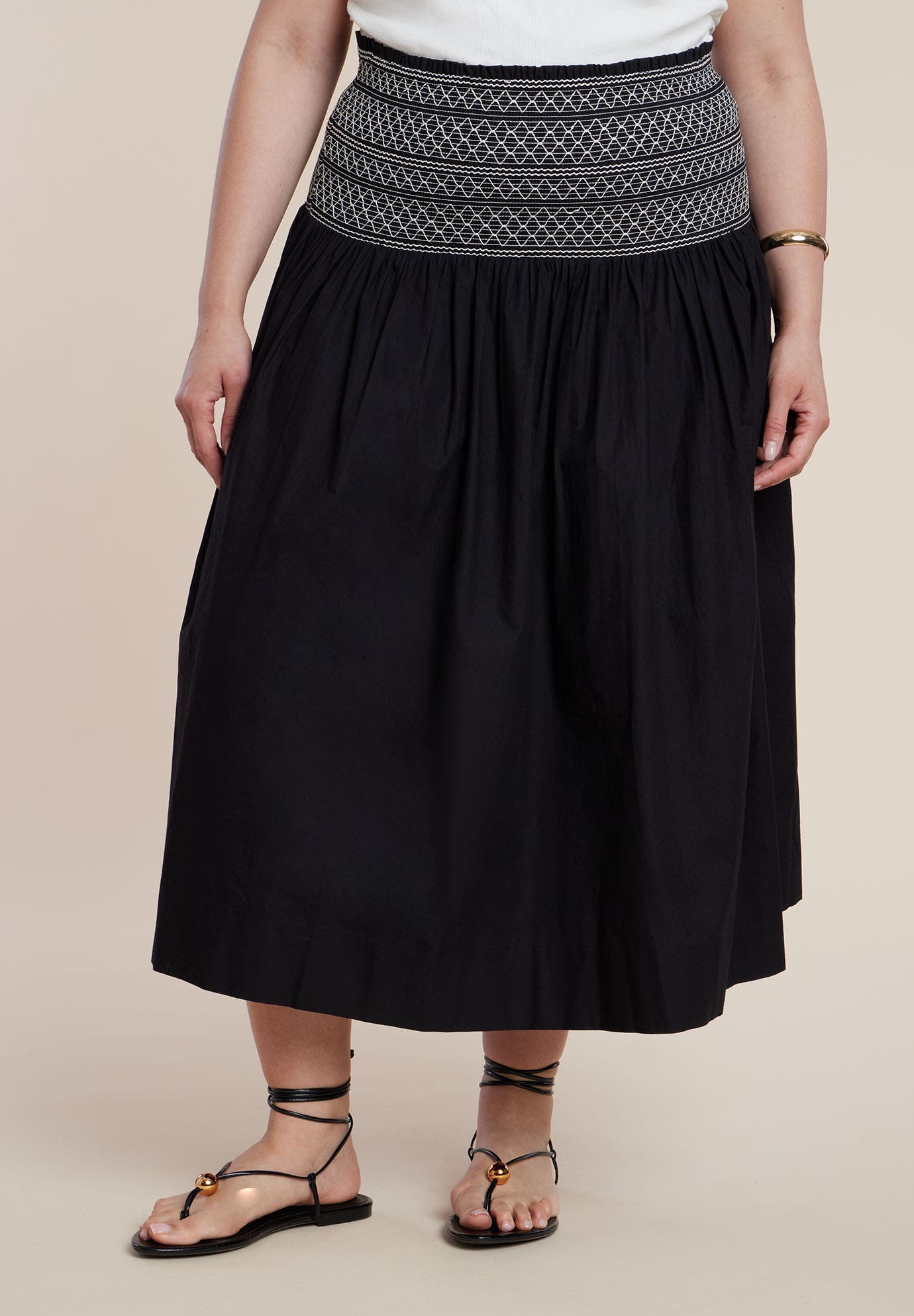Smocked Flare Maxi Skirt - image 2