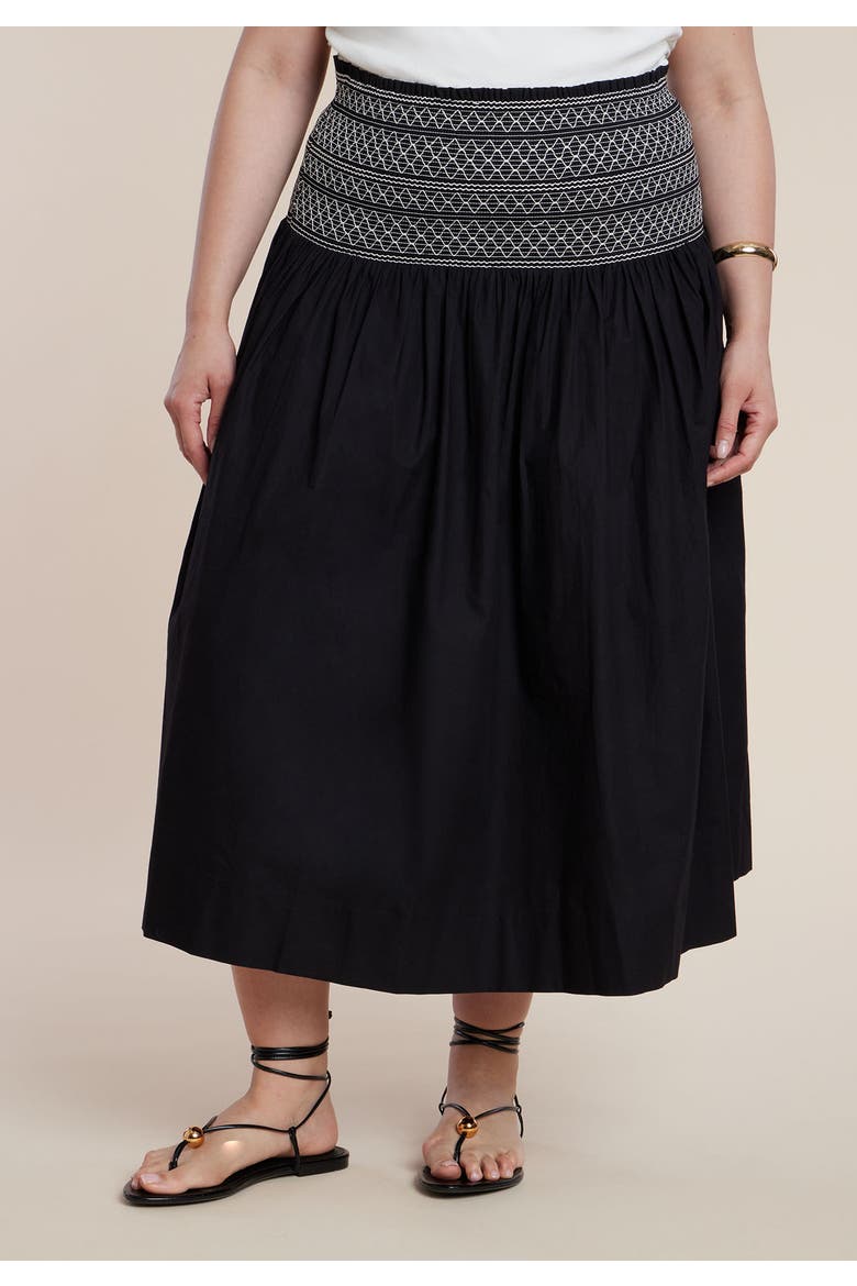 Smocked Flare Maxi Skirt, Alternate, color, BLACK ONYX
