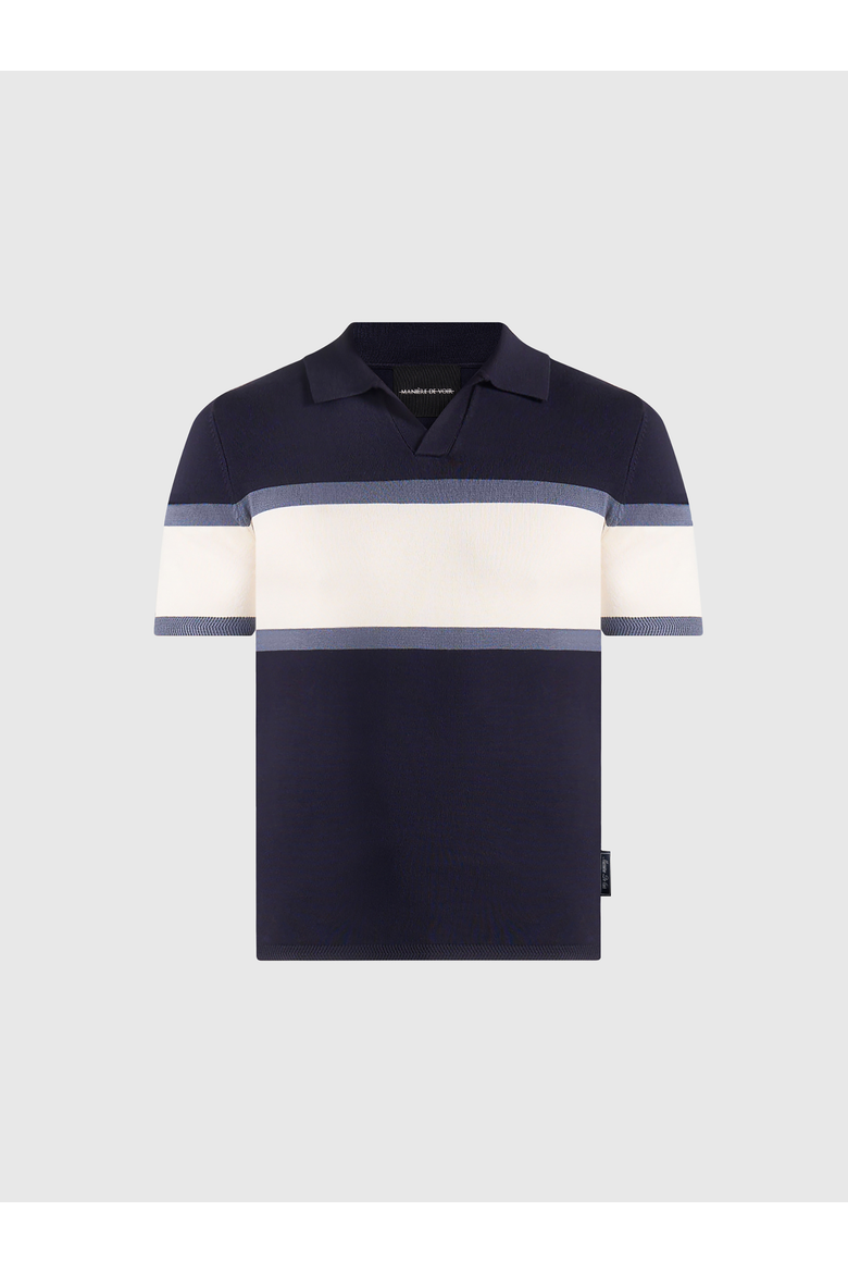 Enzo Colour Block Polo, Alternate, color, Navy